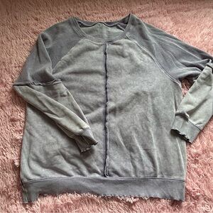 Purple Solid Waffle Knit Patchwork, Raglan Sleeve Sweatshirt